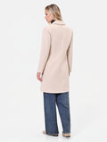 Cappotto monopetto tortora beige in velour con revers a lancia