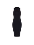 Abito tubino in maglia di viscosa nero con cut-out