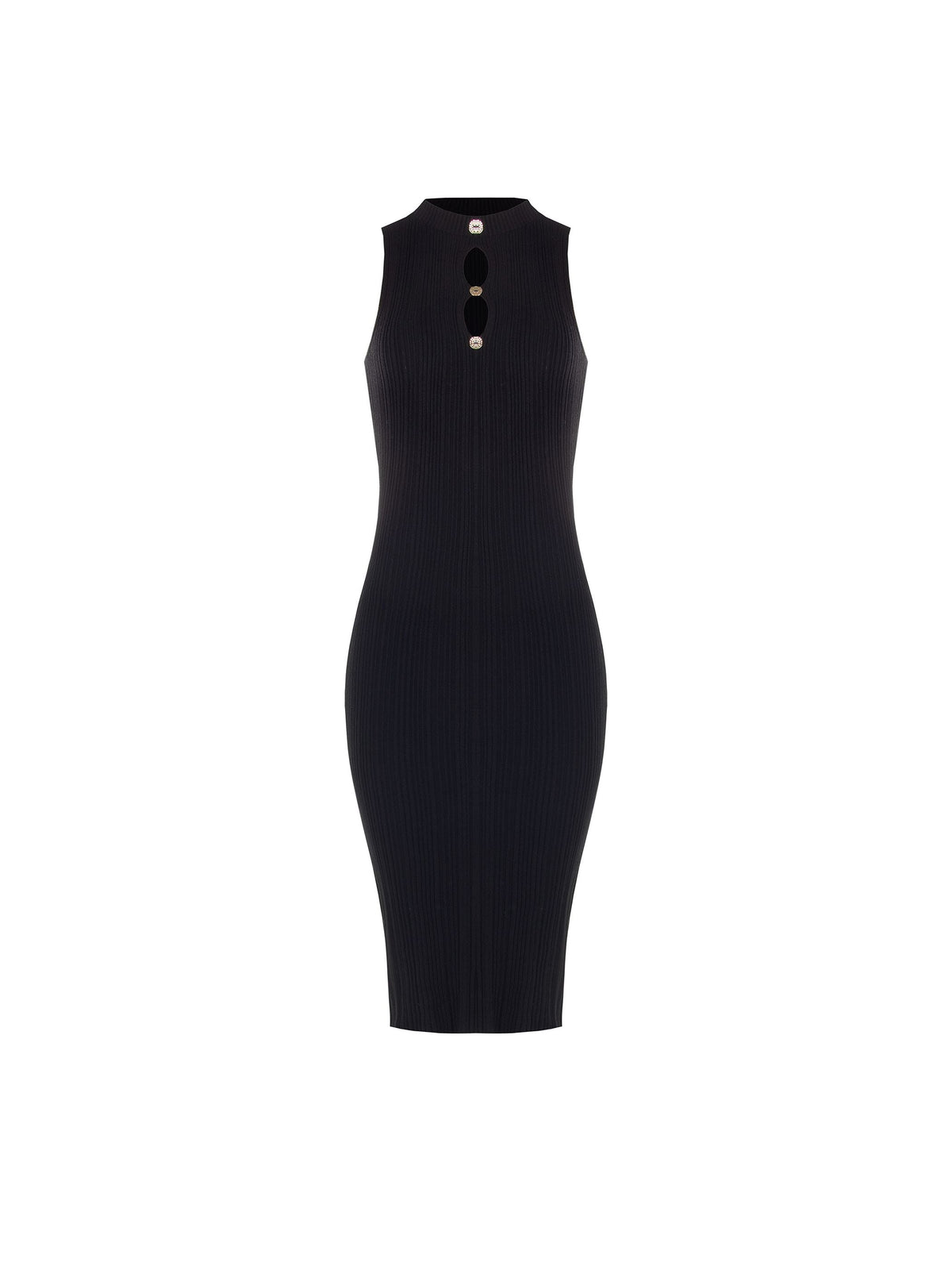 Abito tubino in maglia di viscosa nero con cut-out
