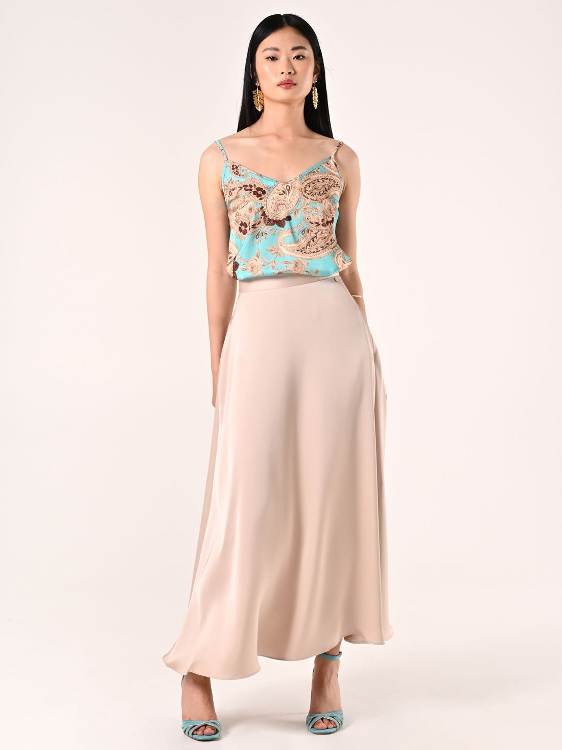 Gonna in Raso Beige Chiaro