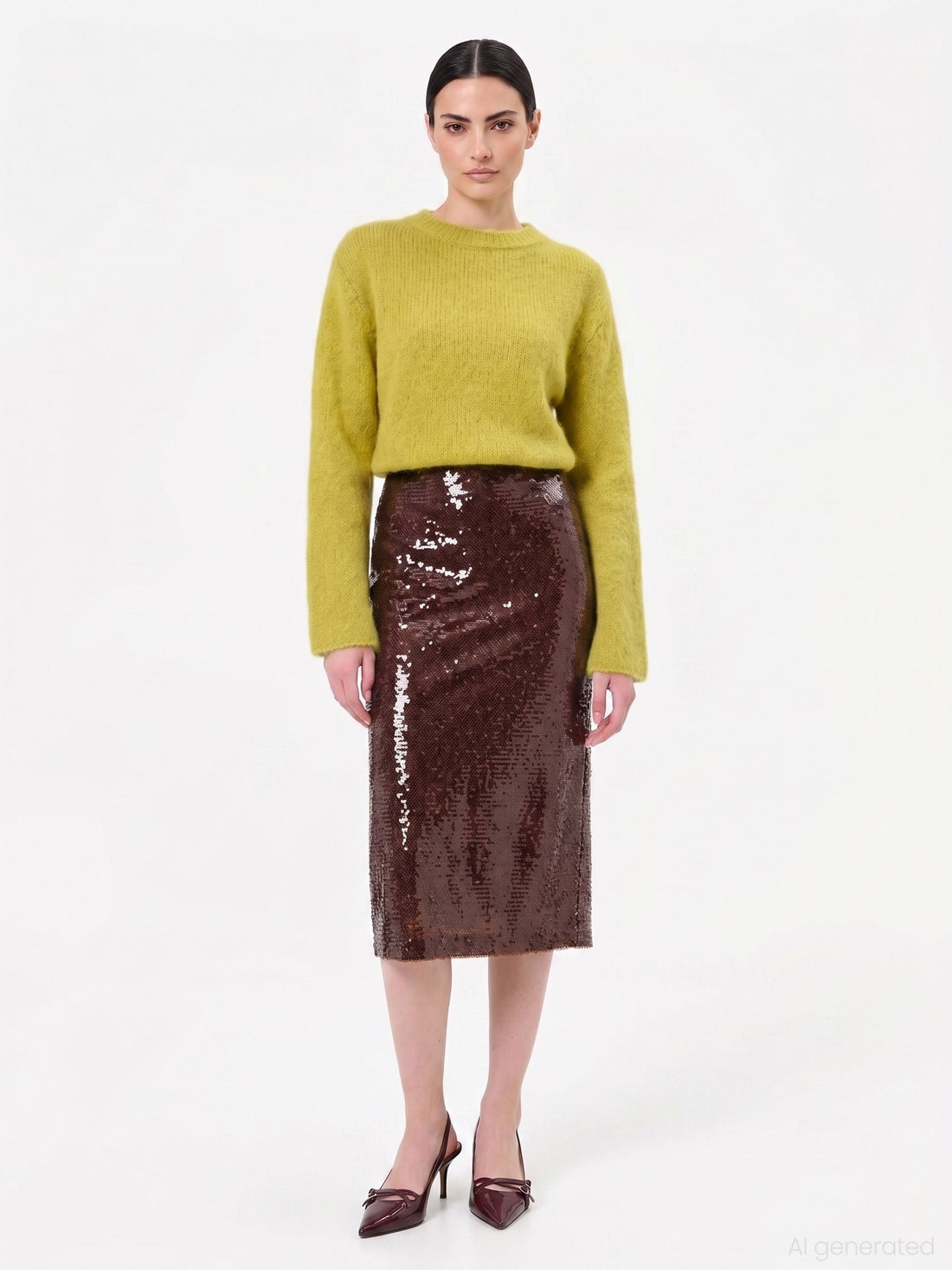 Maglione morbido verde Olio misto mohair