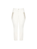 Jeans Curvy Bianchi con Borchi e Strass