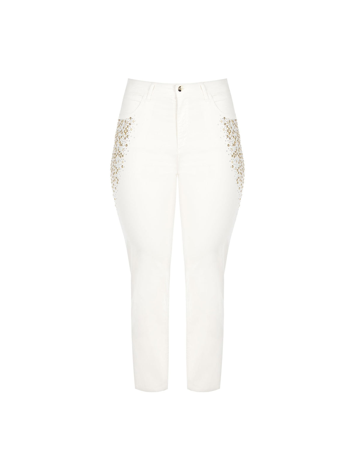 Jeans Curvy Bianchi con Borchi e Strass