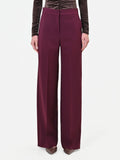 Pantalone a palazzo bordeaux rosso in tessuto tecnico