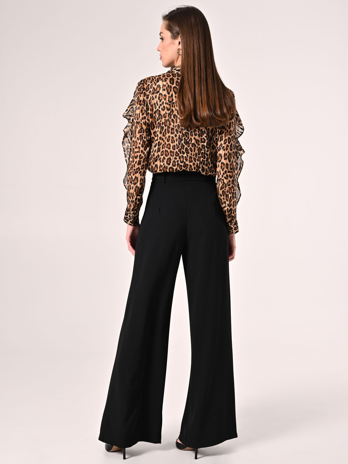 Pantaloni Neri con Cintura Fibbia Gold