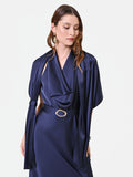 Stola blu navy in raso con anello