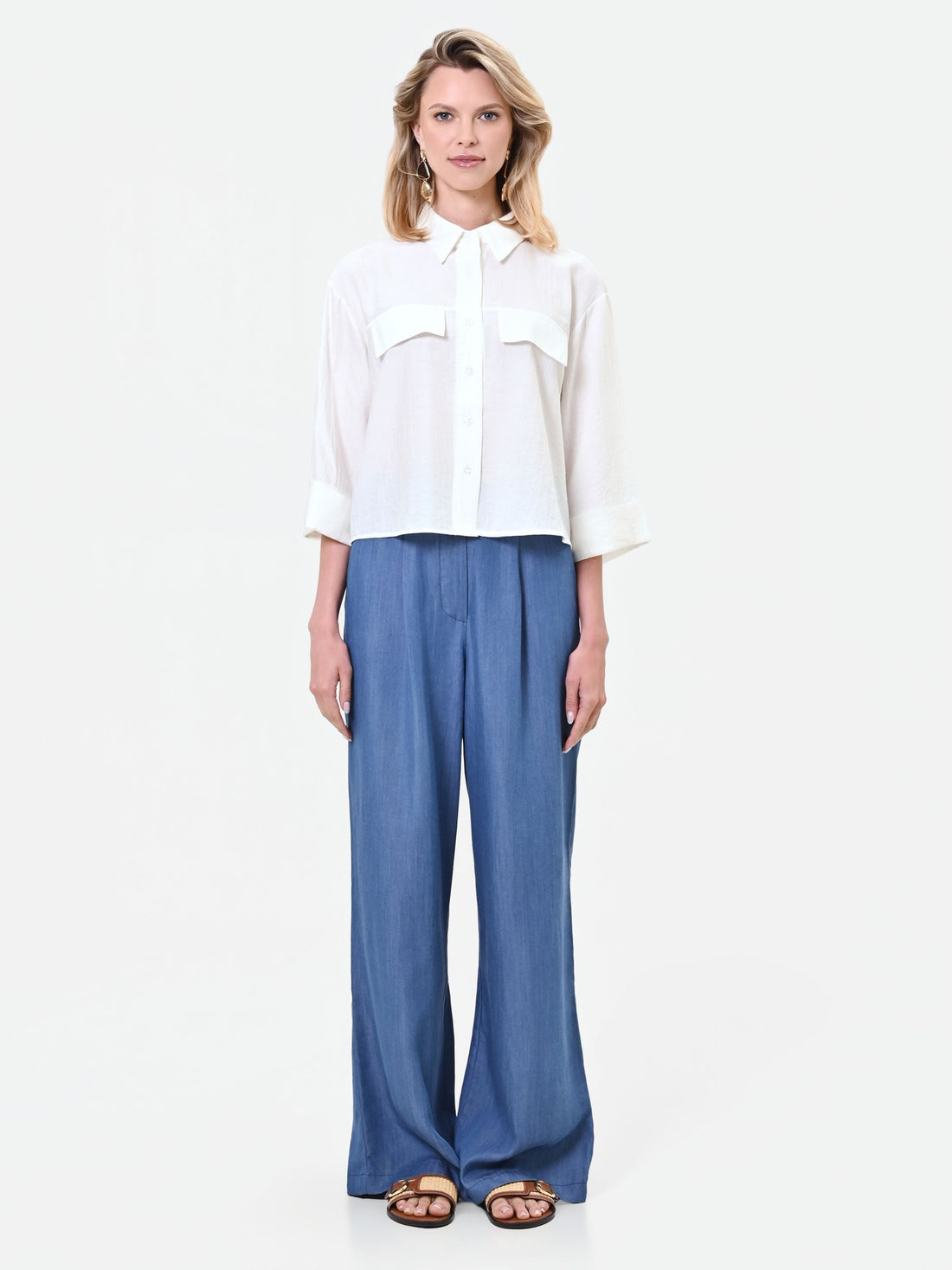 Camicia boxy bianca con tasche