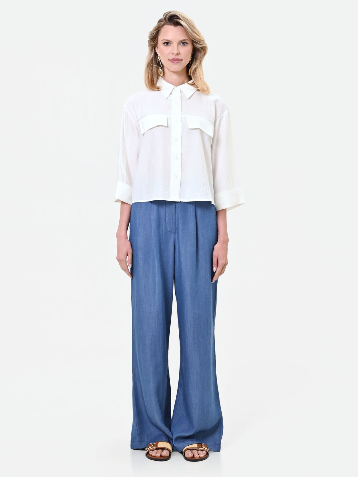 Camicia boxy bianca con tasche