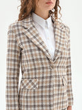 Blazer in tweed check color cioccolato
