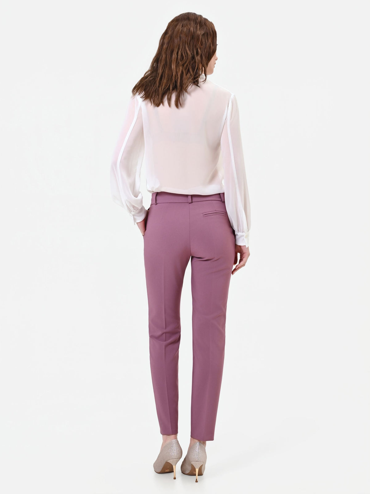 Pantalone rosa antico a sigaretta