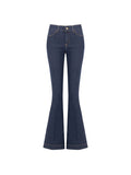 Pantaloni jeans a zampa blu high waist
