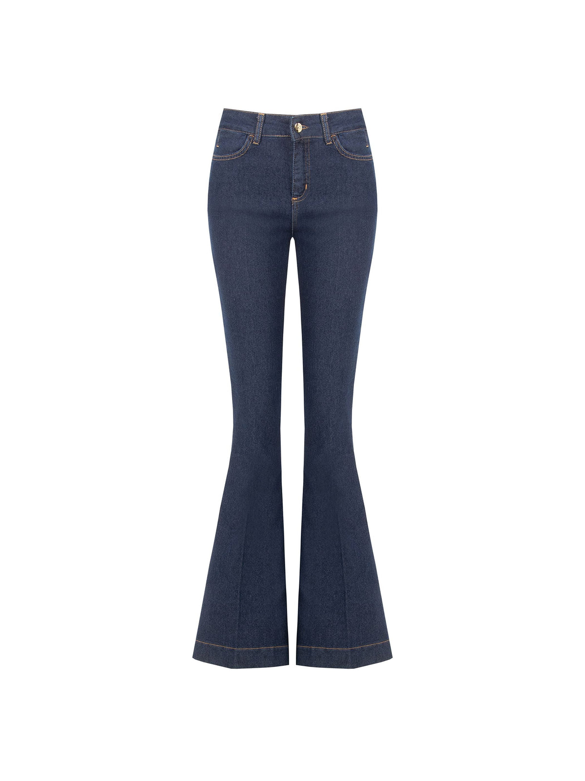 Pantaloni jeans a zampa blu high waist