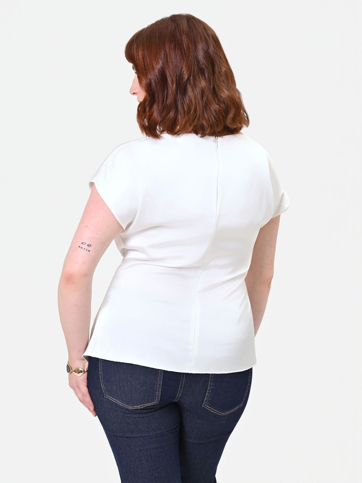 Blusa Curvy asimmetrica panna bianco in raso