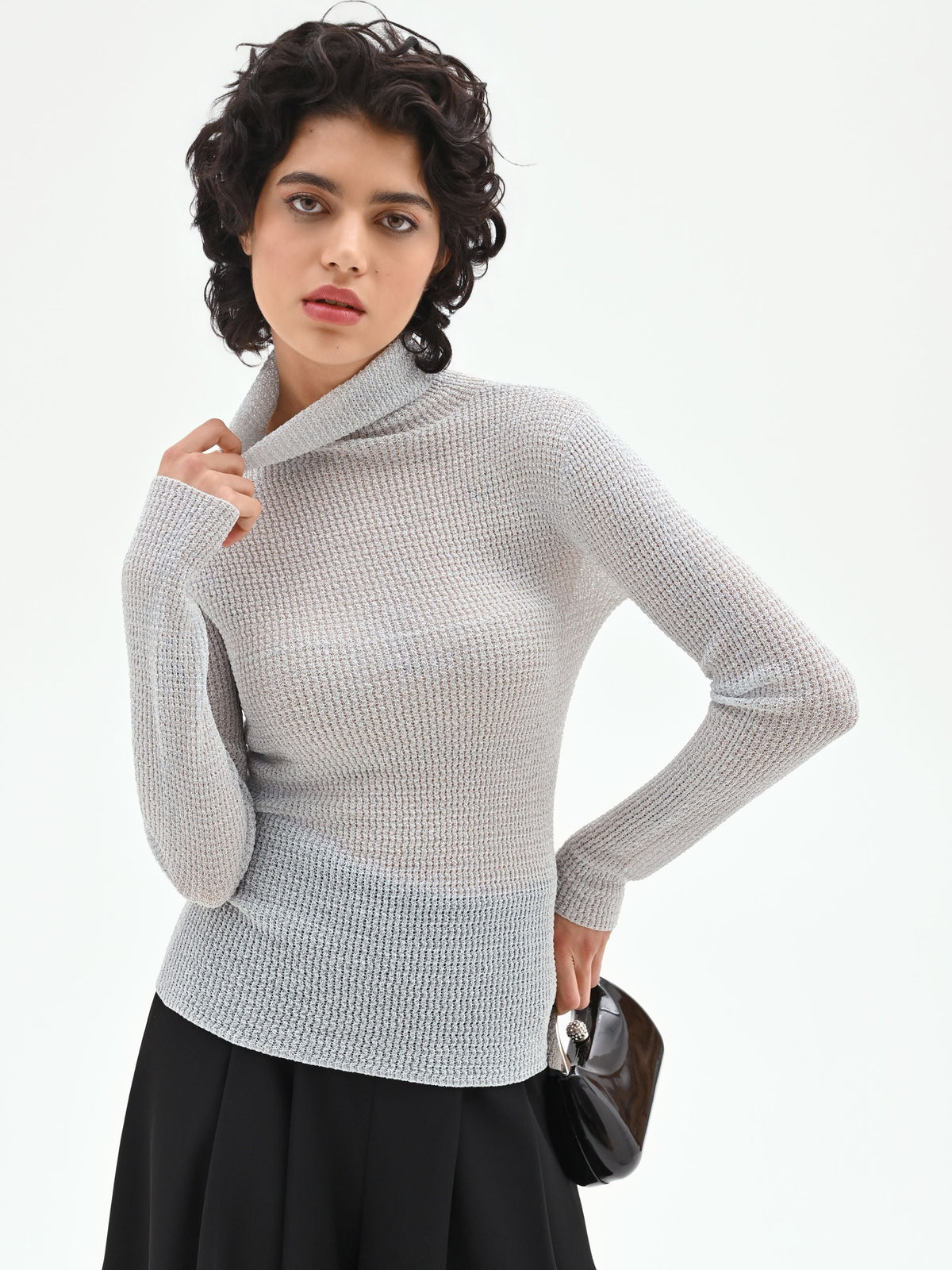 Maglia argento con texture a nido d'ape