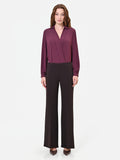 Pantalone a palazzo moro marrone in scuba mano crepe