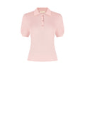 Polo in maglia rosa con lavorazione a costine
