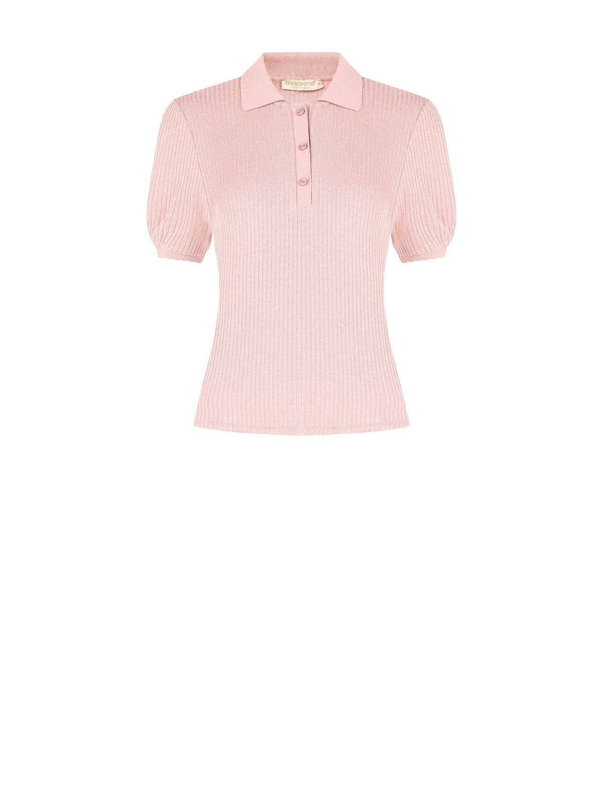 Polo in maglia rosa con lavorazione a costine