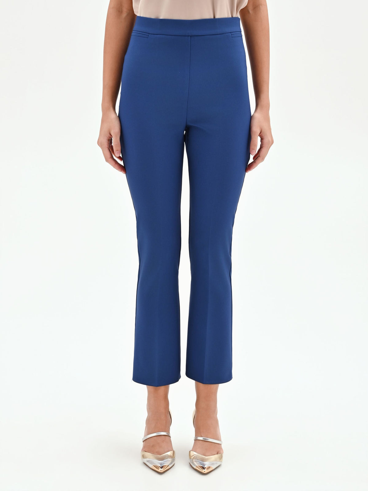 Pantalone a trombetta blu brillante