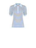 Polo in maglia azzurra a righe