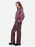 Pantalone cargo bordeaux rosso in similpelle