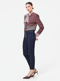 Jeans blu navy a vita alta con bottoni