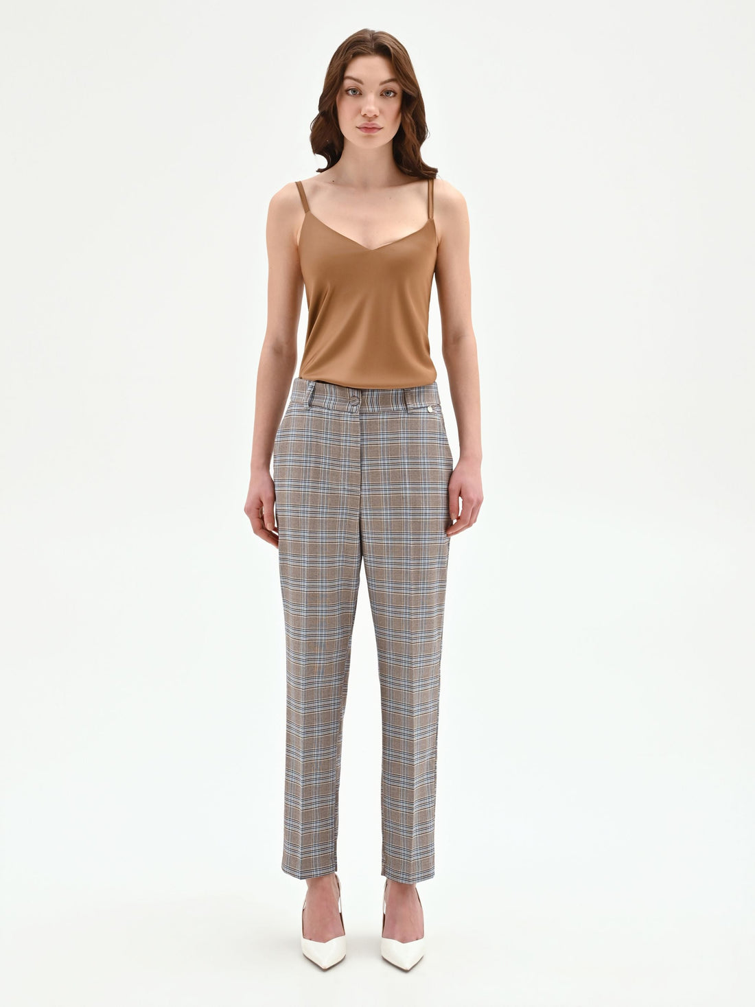 Pantalone check azzurro