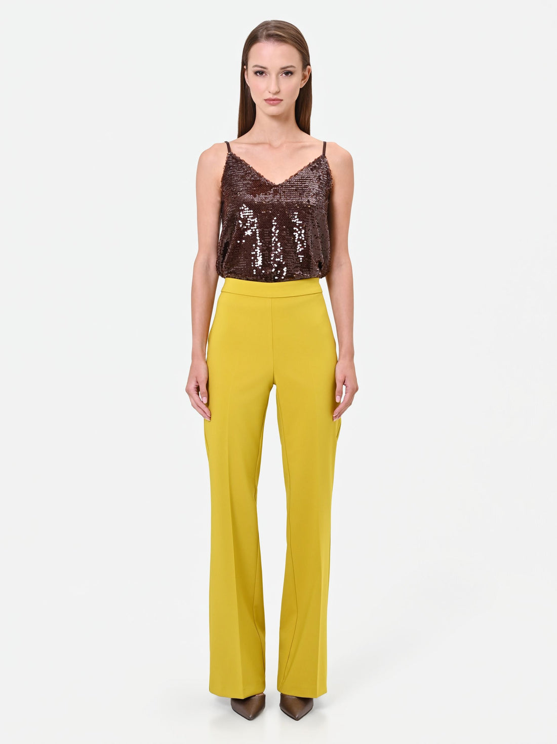 Pantalone a vita alta verde olio