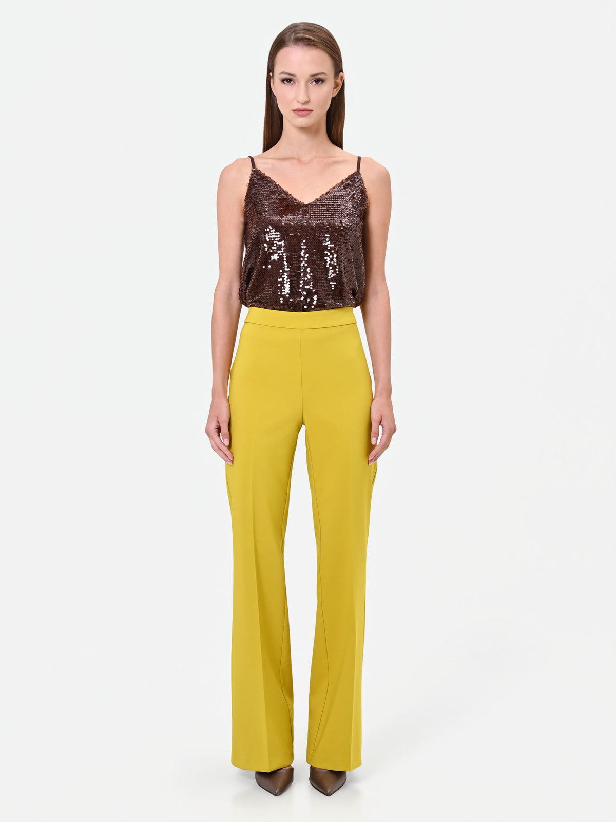 Pantalone a vita alta verde olio