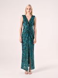 Abito Lungo Paillettes Verde Reale