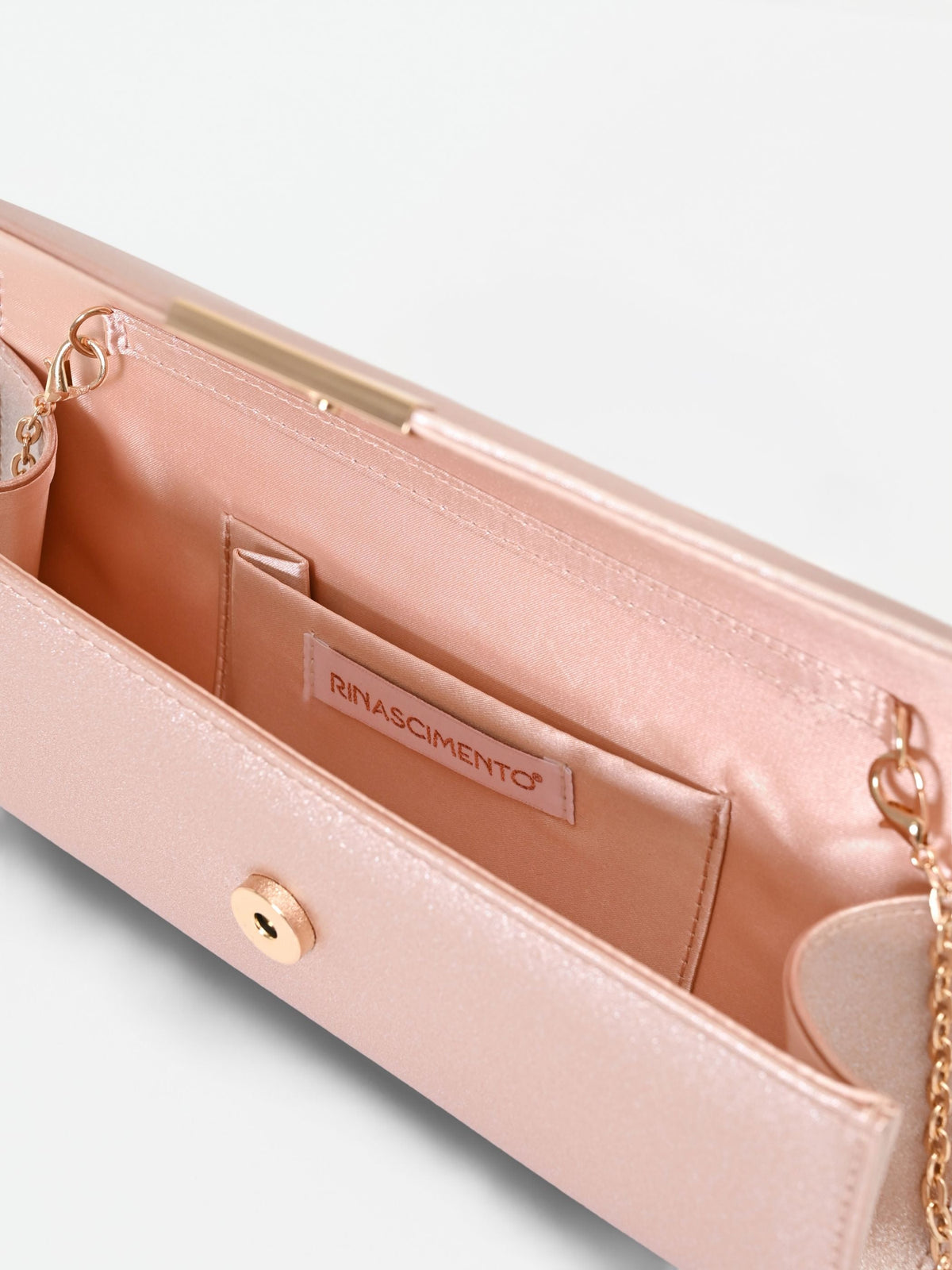 Pochette rosa con texture glitterata