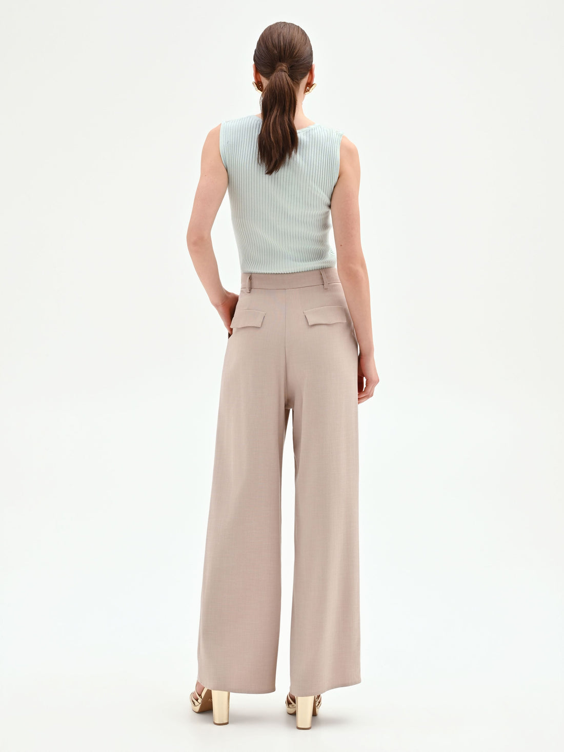 Pantalone palazzo tortora beige