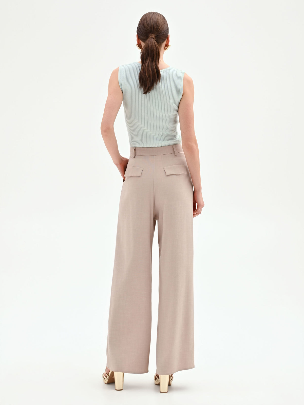 Pantalone palazzo tortora beige