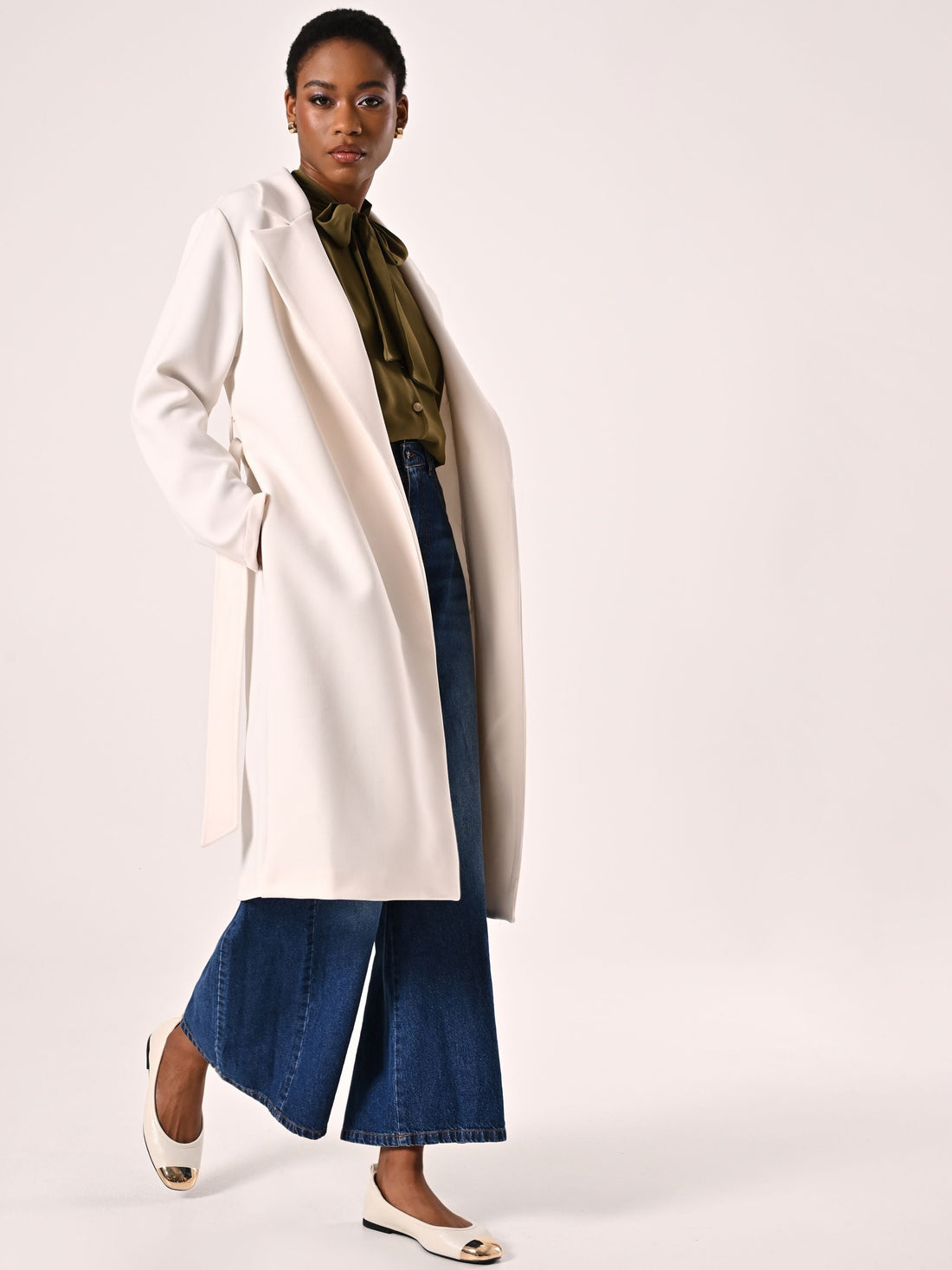 Cappotto Bianco in Doppio Crepe