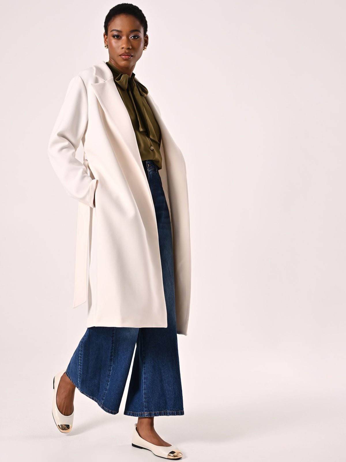 Cappotto Bianco in Doppio Crepe