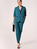 Pantaloni Verde Reale con Inserti in Raso