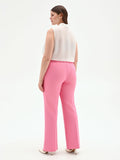 Pantalone Curvy rosa a vita alta in scuba crèpe