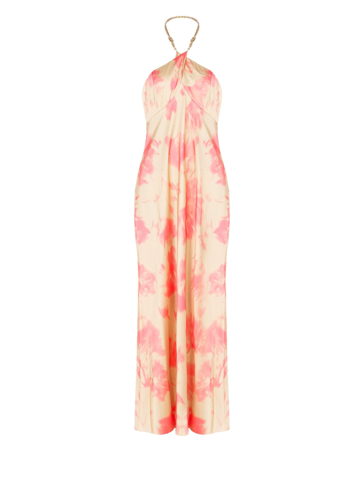 Abito con collo Gioiello Beige Scuro & Rosa Camelia