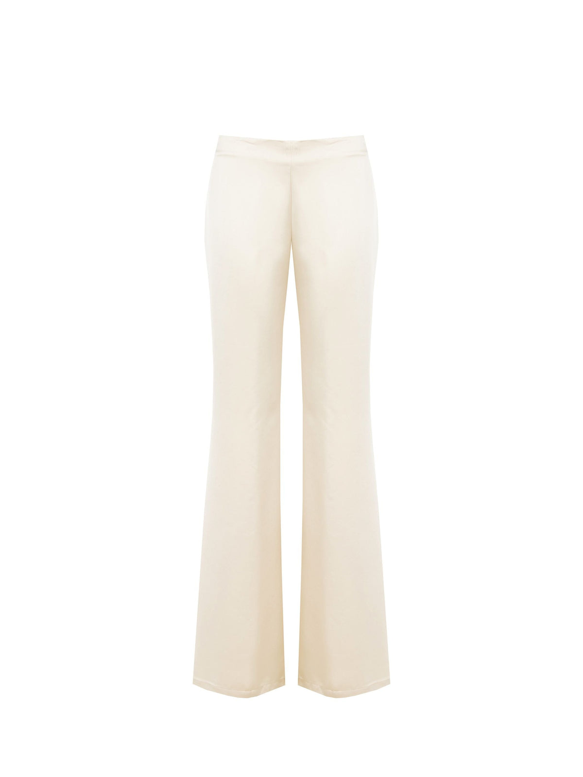 Pantalone a palazzo in raso beige chiaro