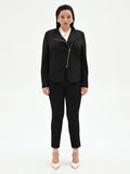 Giacca nera Curvy con zip in scuba mano crepe