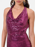 Abito tubino bordeaux rosso in paillettes allover