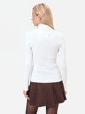 Maglia bianco panna con collo asimmetrico in misto viscosa