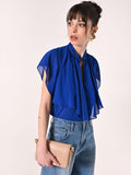 Blusa con Rouches Blu Cina