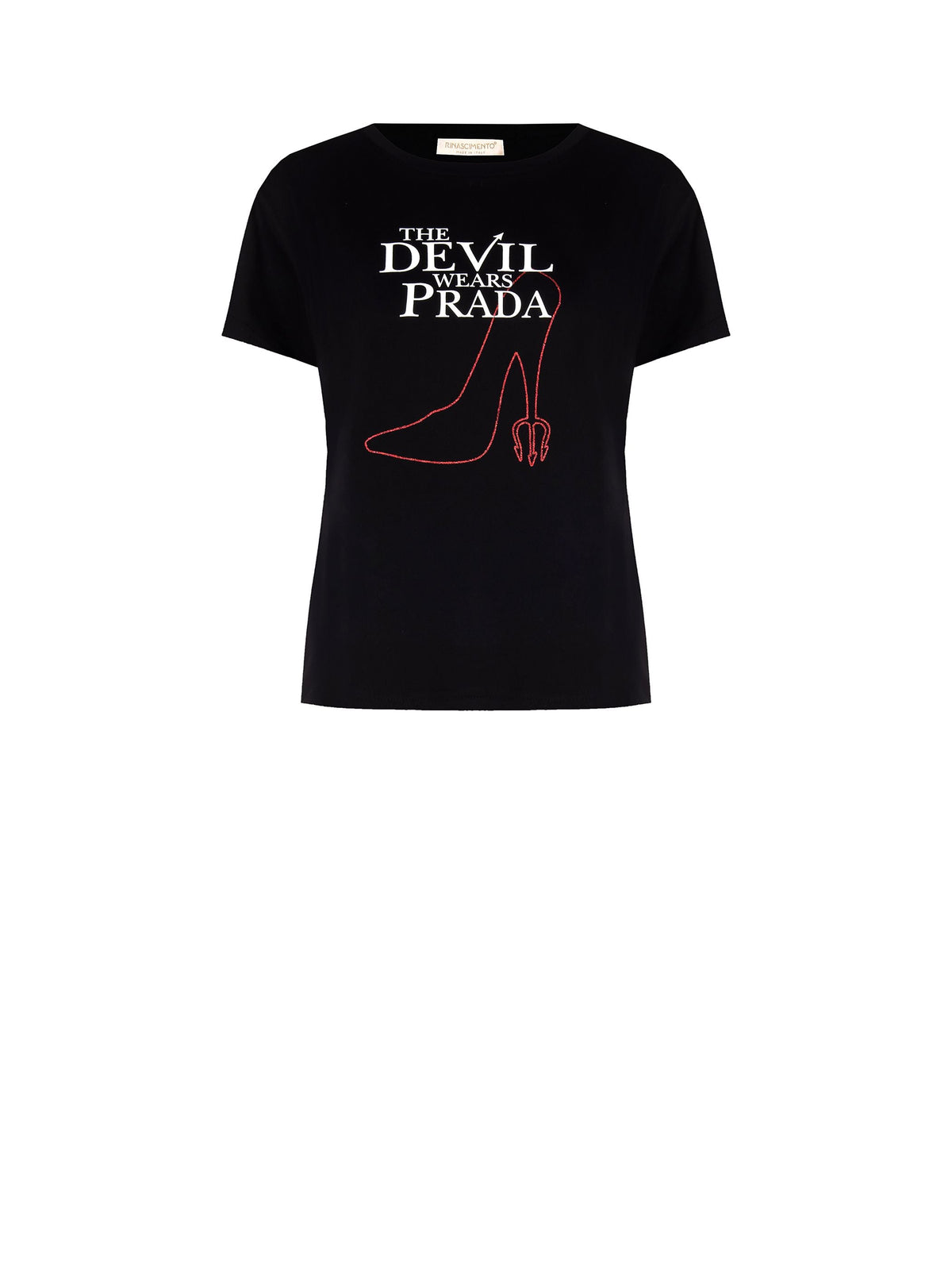 T-shirt nera 'The Devil Wears Prada' in cotone