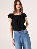 Blusa con Maniche ad Aletta Nera