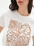 T-shirt panna con stampa grafica