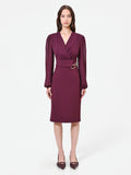 Abito tubino bordeaux con maniche in georgette