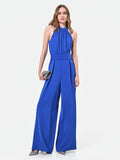 Tuta blu cina con scollo all'americana