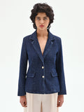 Giacca blazer blu in denim lurex