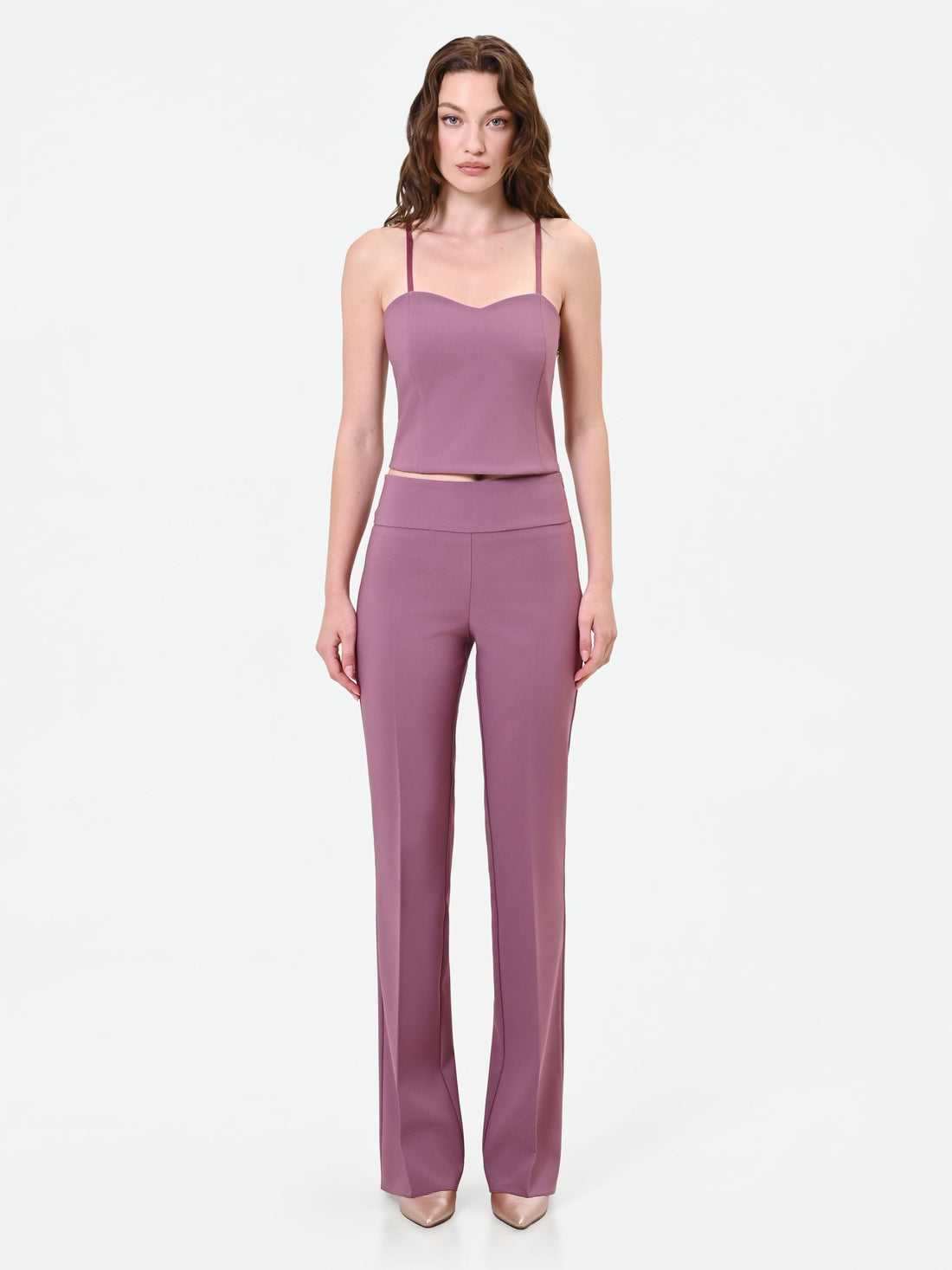 Pantalone rosa antico a vita alta