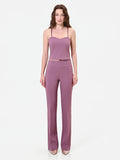 Pantalone rosa antico a vita alta